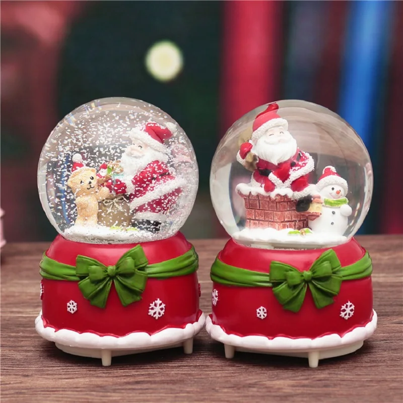 

Christmas Snow Globe Music Box Santa Snowman Ball With Light Home Bedroom DIY Decoration Christmas Toys New Year Birthday Gifts