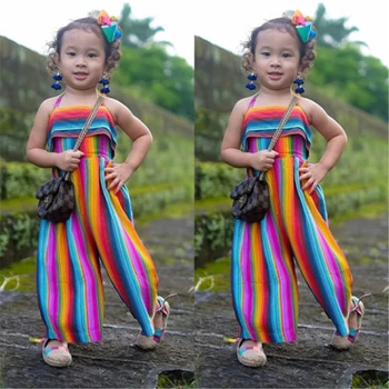 

Infant Toddler Baby Girl Kids Rainbow Pants Sunsuit Summer Children's Clothes Outfits 1-6Y
