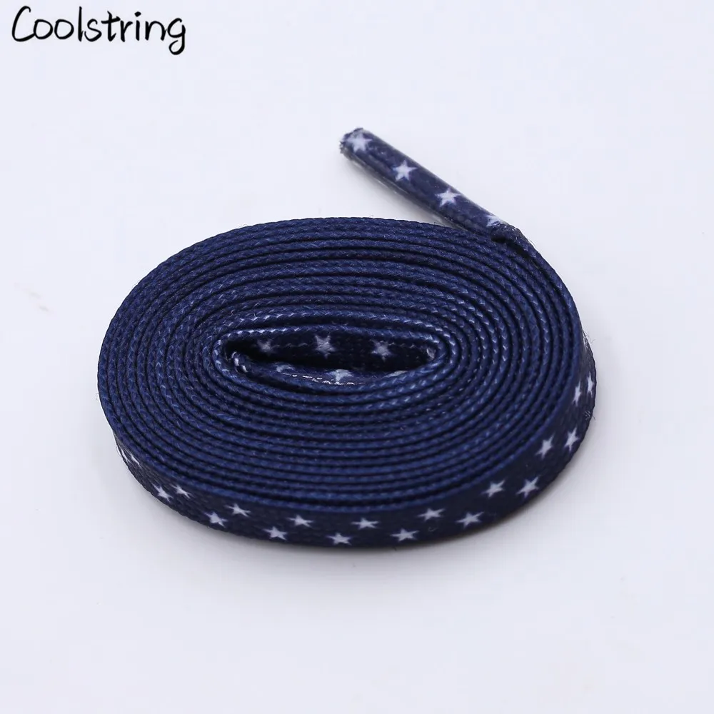 Coolstring Trend Personality Heat Transfer Shoelaces Sublimated Printed Blue White Star Printing Boot Laces For Sneakers Flats