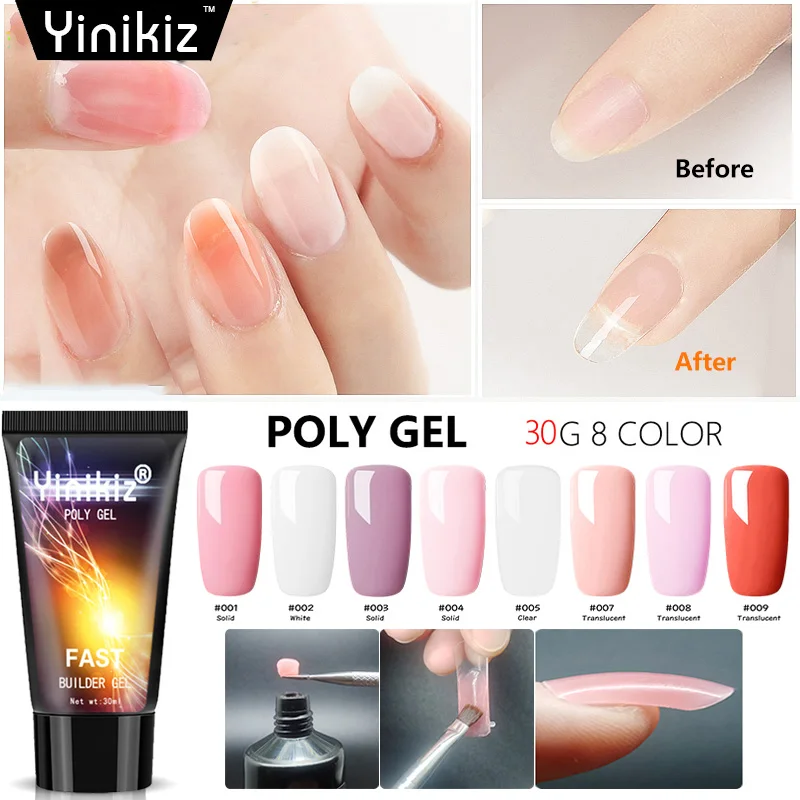 

Yinikiz New Arrival Product More Beautiful and High Quality 30ml Poly Gel Uv Fast Builder Nail Gel Polish Extend Fingernails Gel