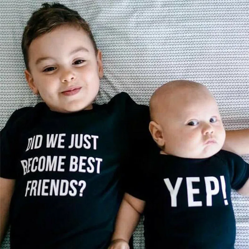 

Sister's Brother's Romper Family Matching Baby Girl Boy T Shirts Tops Summer Casual Toddler Kids Letter Tees Child Shirts 2019