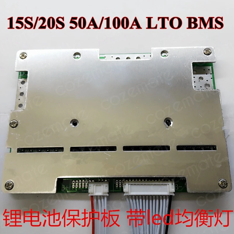 

15S 20S 50A 100A Lithium Titanate Battery BMS PCM Protection Board Circuit 2.4V 15S 50A 100A BMS for 36V 48V LTO Battery Pack