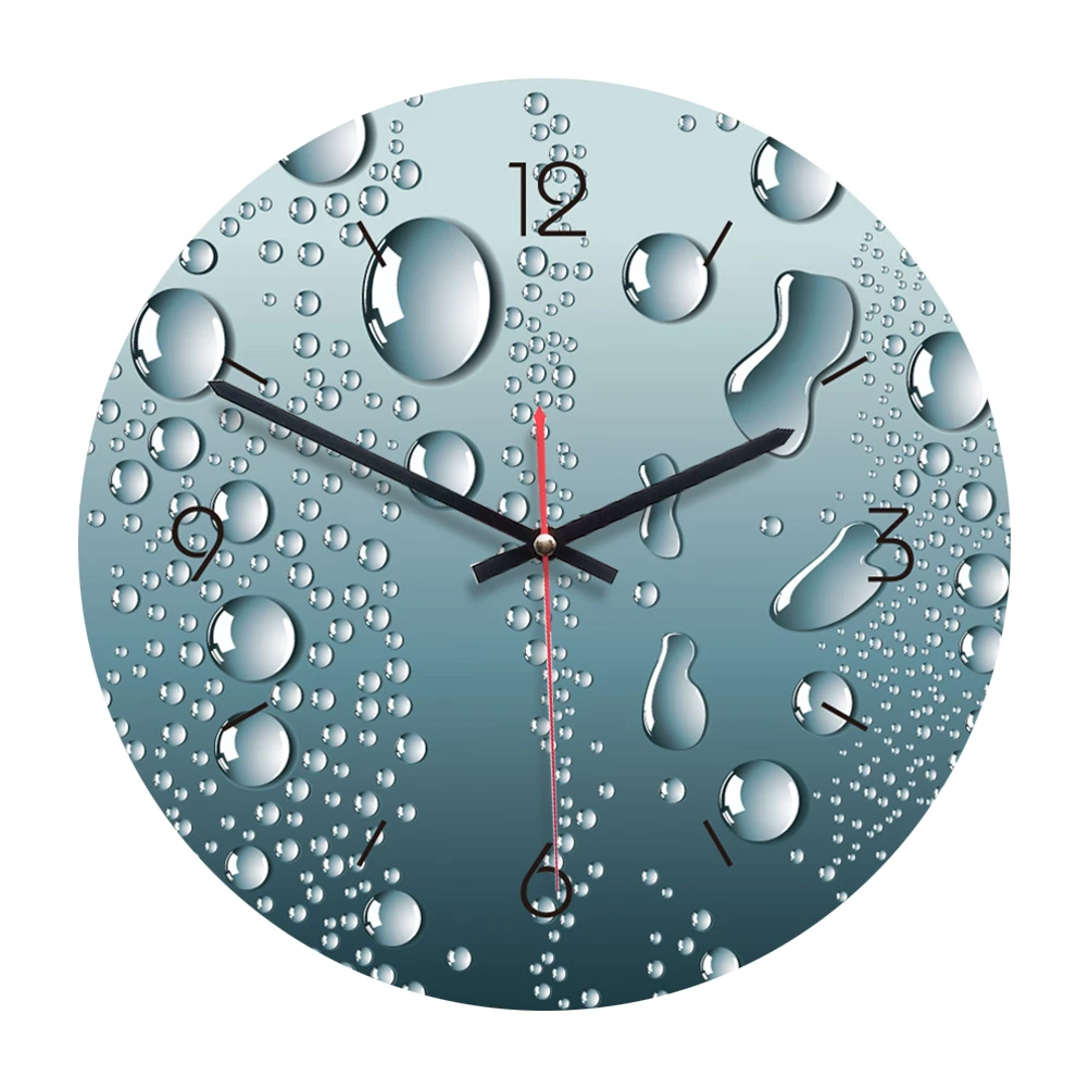1PC Round Wall Clock European Water Drop Decorative Modern Vintage Wall Clock Wooden Clock for