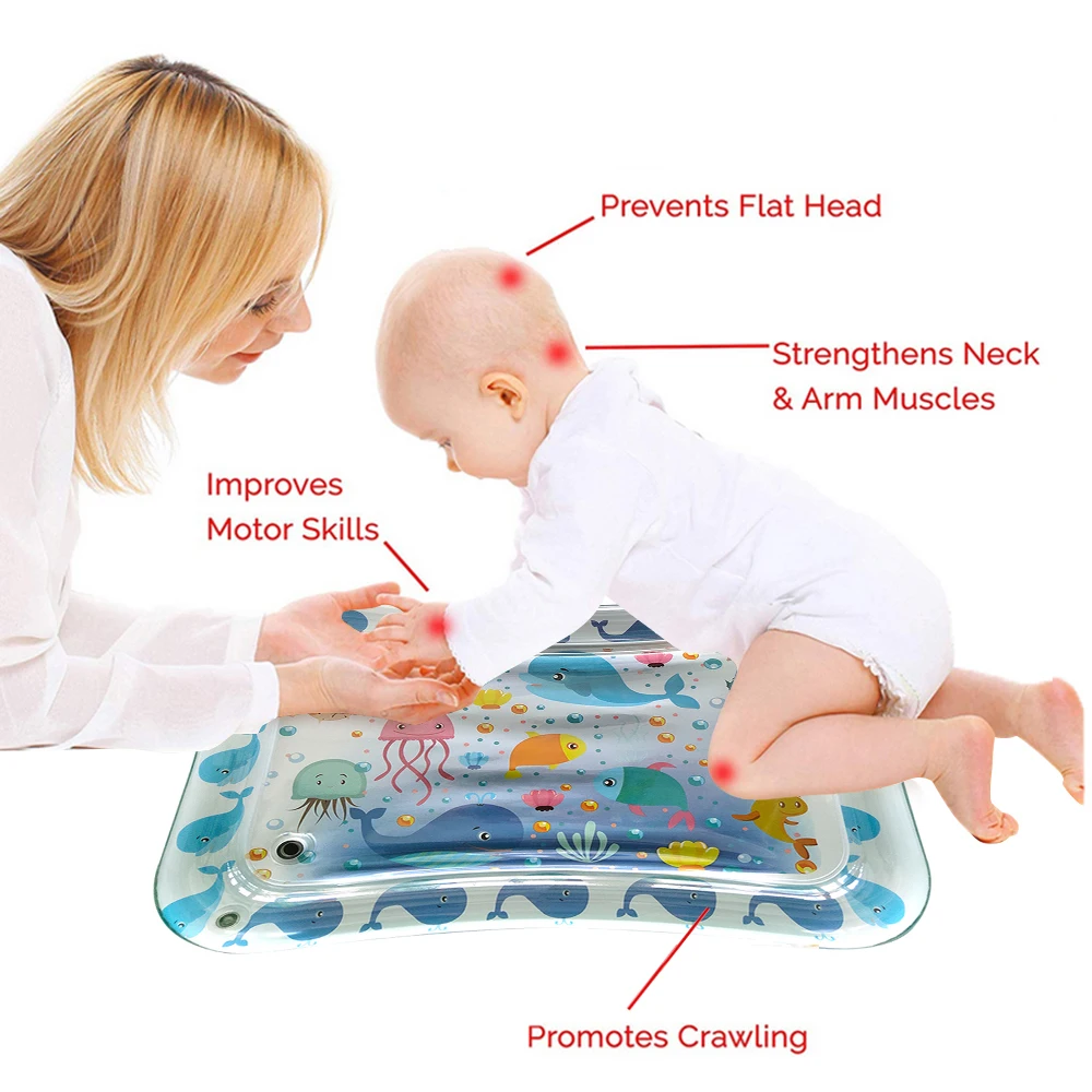 Детский красочный надувной водный игровой коврик Tummy Time Fun развивающий центр с