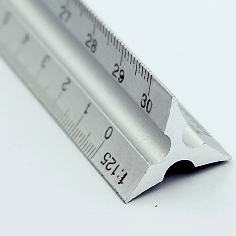 30cm Aluminium Metal Triangle Scale Architect Engineer Technical Ruler