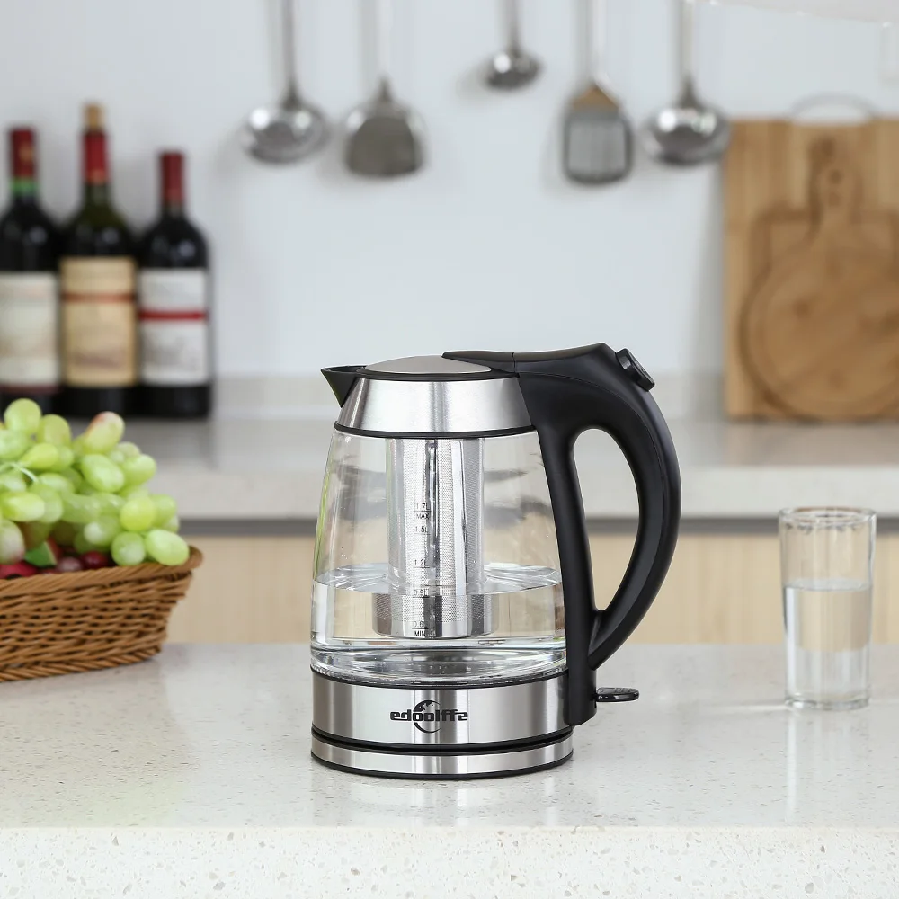 Edoolffe MD 315 1.7L ручной электрический стеклянный чайник с чайным впрыскивателем для