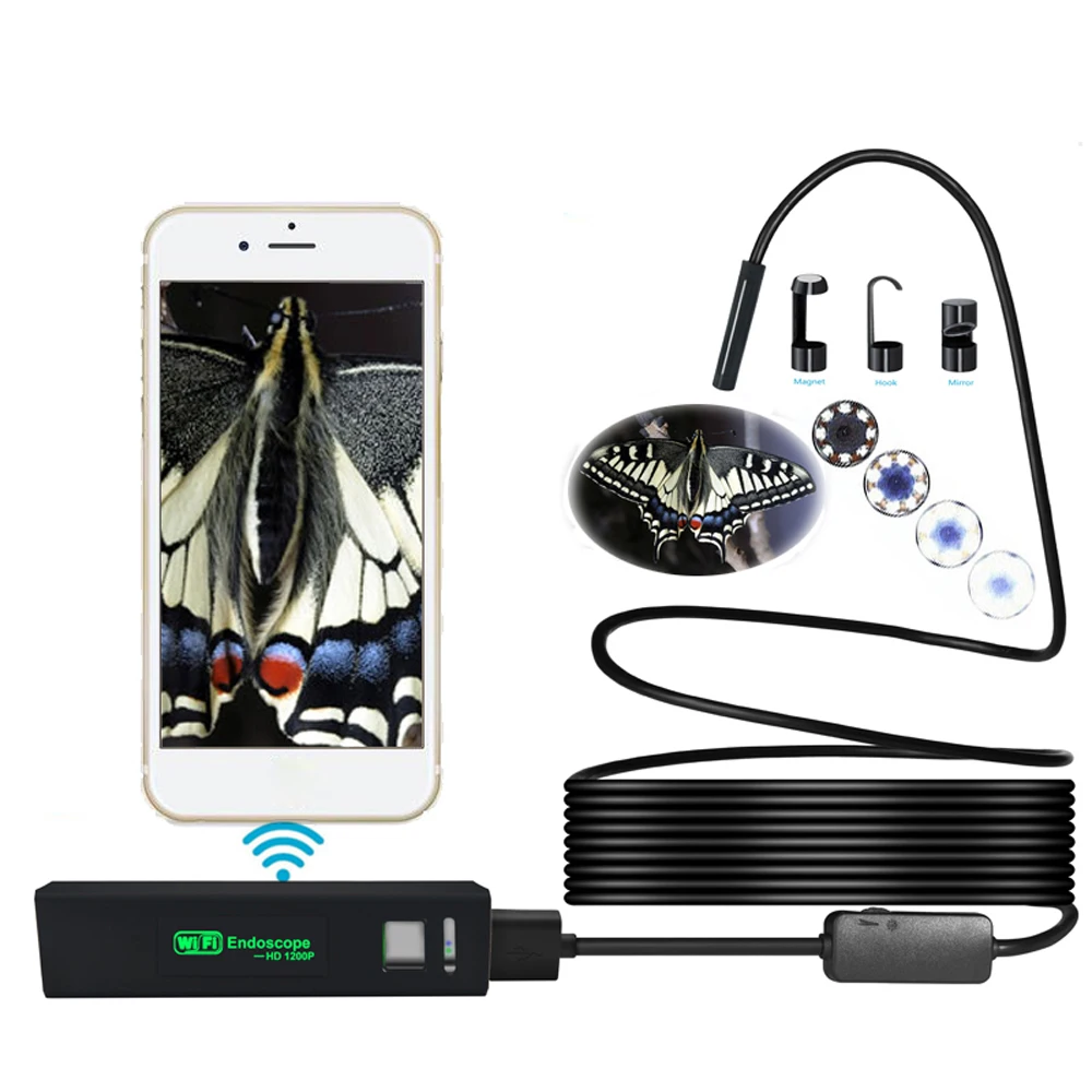 

1200P HD WiFi Connection USB connection Endoscope Inspection 2/3.5/5/7/10m LED Snake Camera for Apple for iOS for Android iP