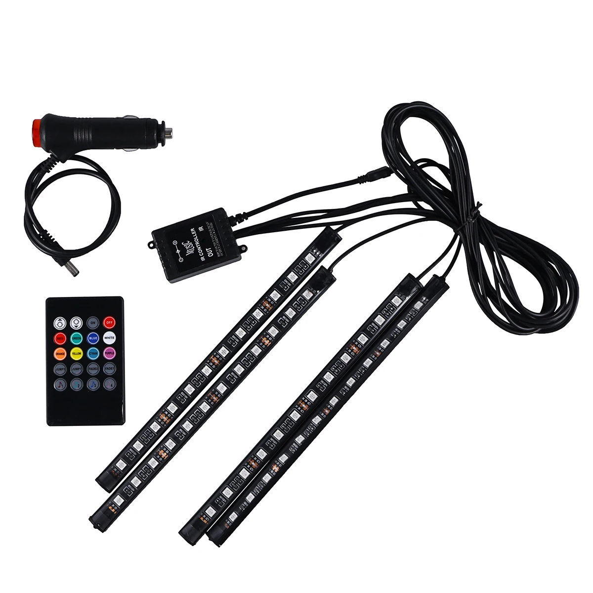 

Car LED Strip Light 12 Multicolor Music Car Interior Light LED Under Dash Lighting Kit with Sound Active Wireless Remote Control