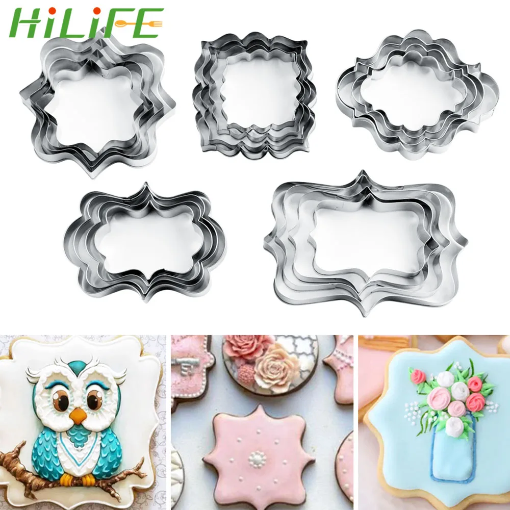 

HILIFE 4pcs/set Cake Mold Fondant Cookie Cuttter Mold Baking Cake Decorating Tools Stainless Steel Frame Fruit Vegetable Cutter