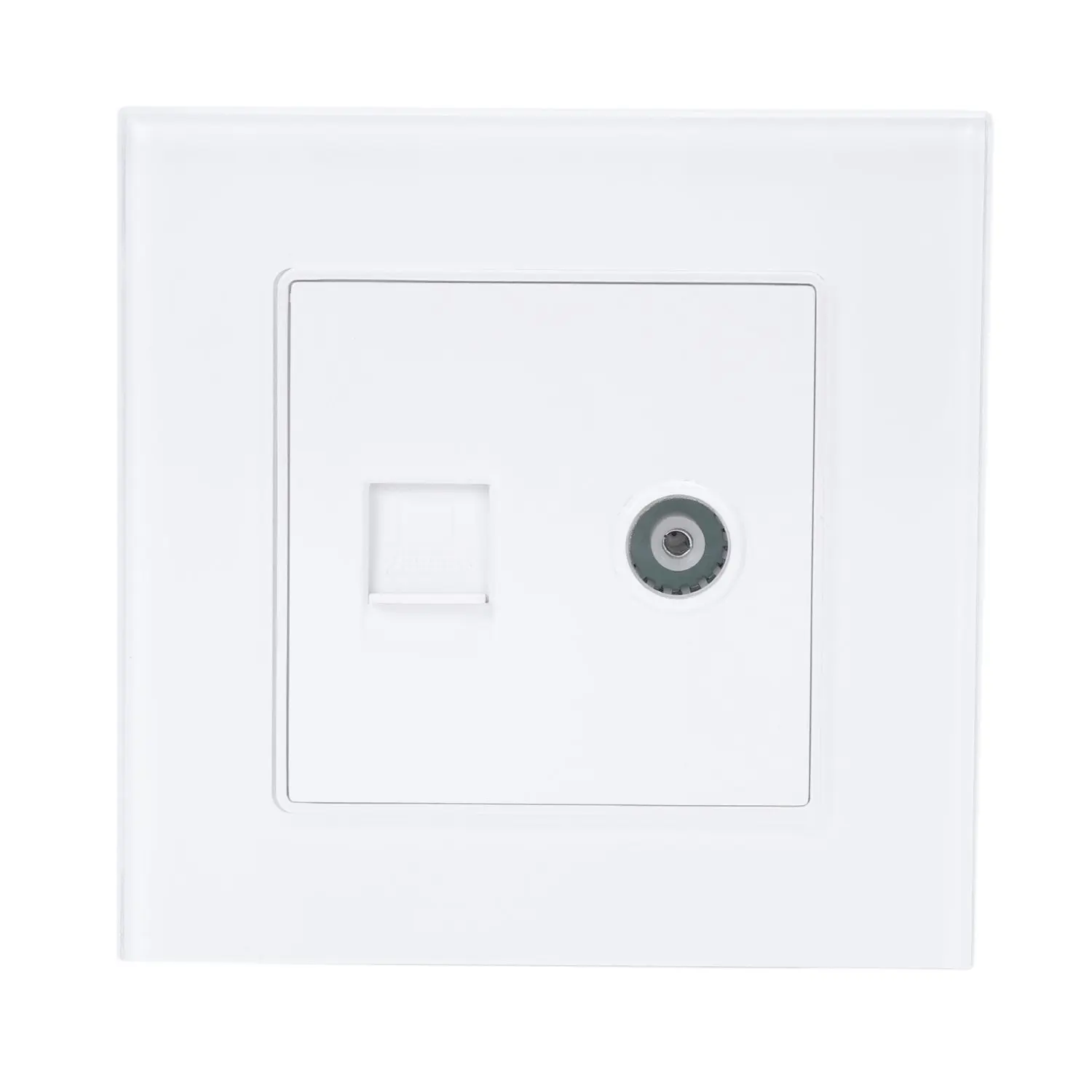 

Glass Panel, 2 Gangs Wall Computer and TV Socket, Without Plug adapter