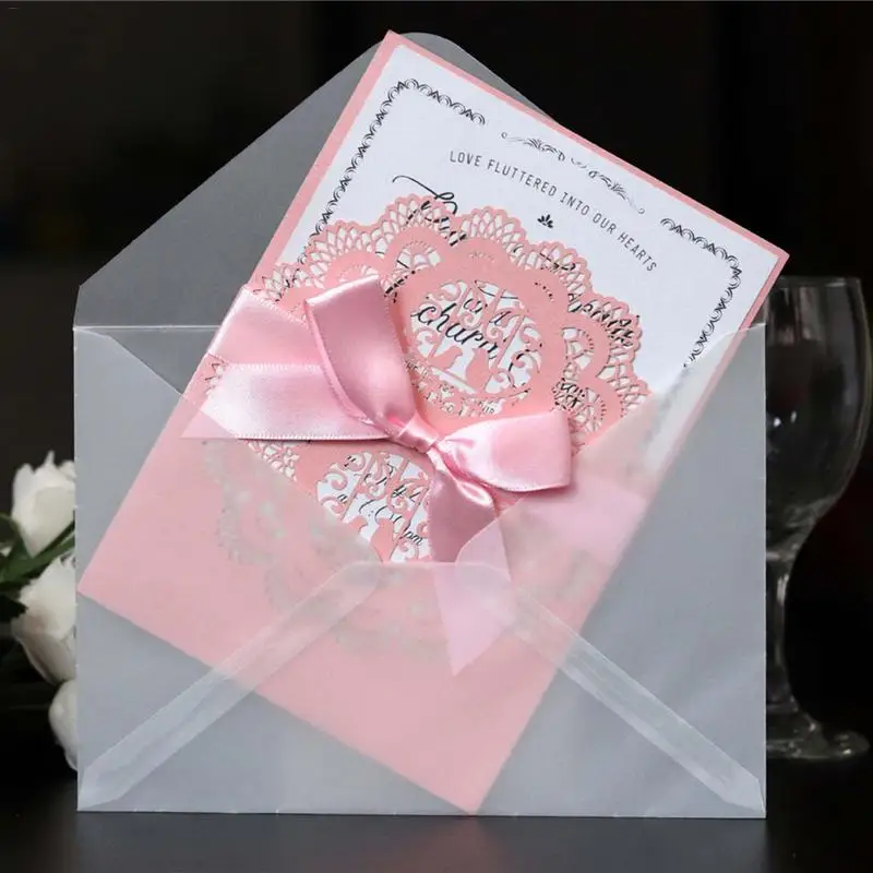  10Pcs Laser Cut Love Bird Hollow Greeting Card Wedding Invitations Card Elegant Lace Envelopes Even - 32968155287