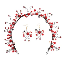 1 шт. повязка на голову и 1 пара сережек Свадебные Изысканные жемчужные вечерние аксессуары для волос