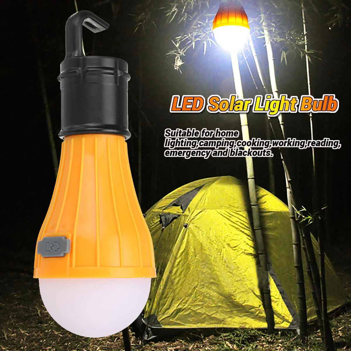 800W 165LM LED Solar Light Bulb Portable Solar Powered Energy Lamp for Outdoors Camping Light