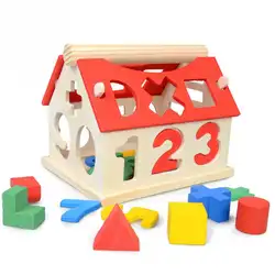 Блоки деревянный дом дети интеллектуальное развитие строительство детские развивающие игрушки