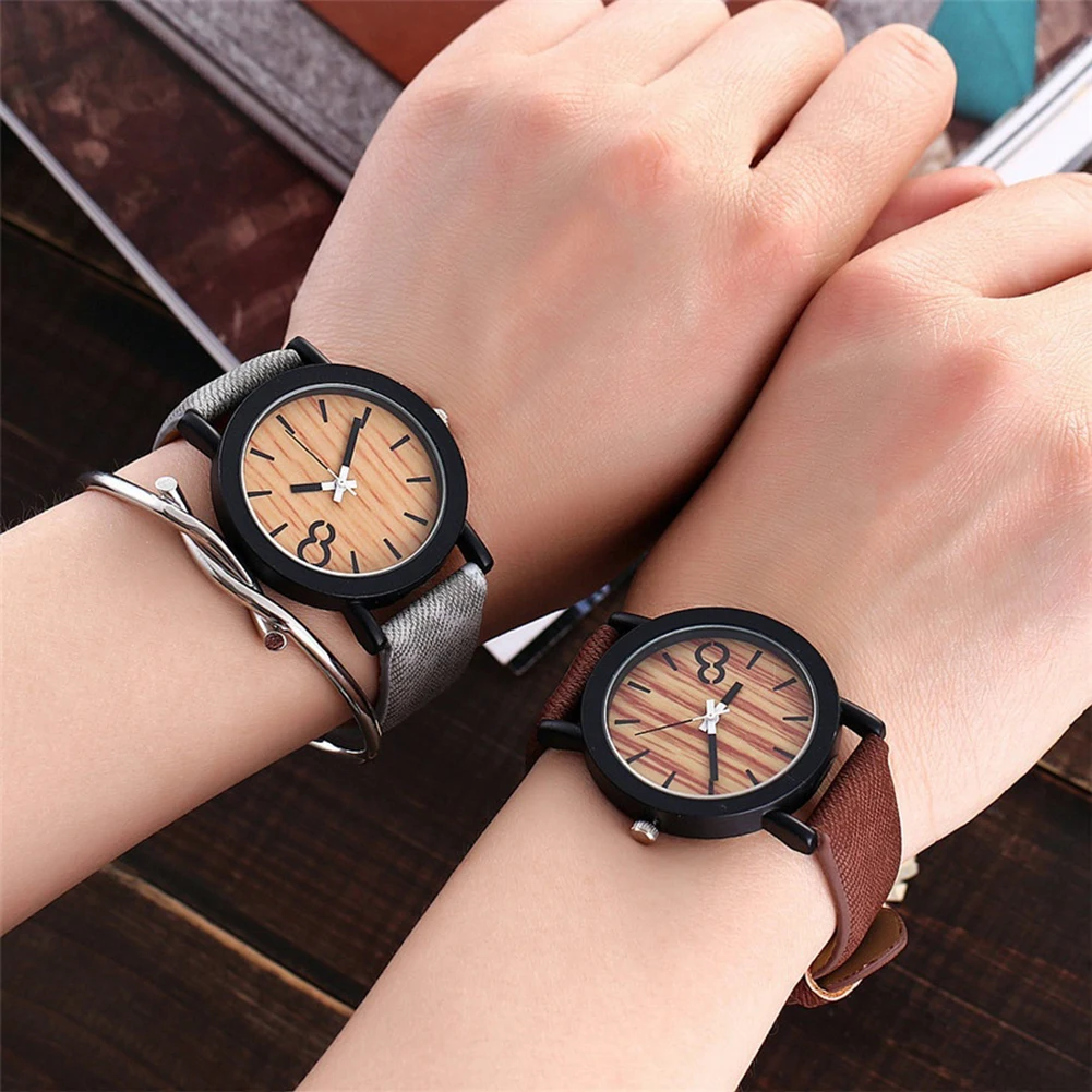 Fashion Casual Women Men Wooden Grain Round Dial Faux Leather Band Quartz Modern Wristwatch Wrist Watch Couple Gift Fashion Casual Women Men Wooden Grain Round Dial Faux Leather Band Quartz Modern Wristwatch Wrist Watch Couple Gift
