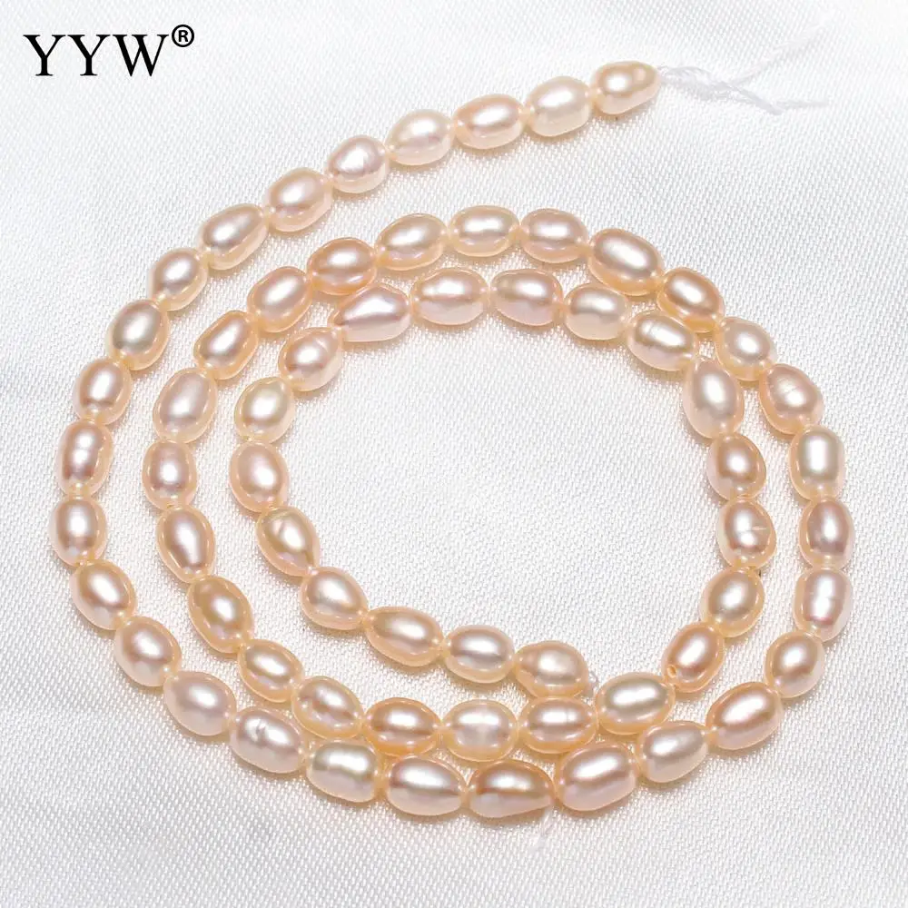 

High Quality 100% Cultured Rice Freshwater Pearl Beads natural 4-5mm Approx 0.8mm Sold By Strand
