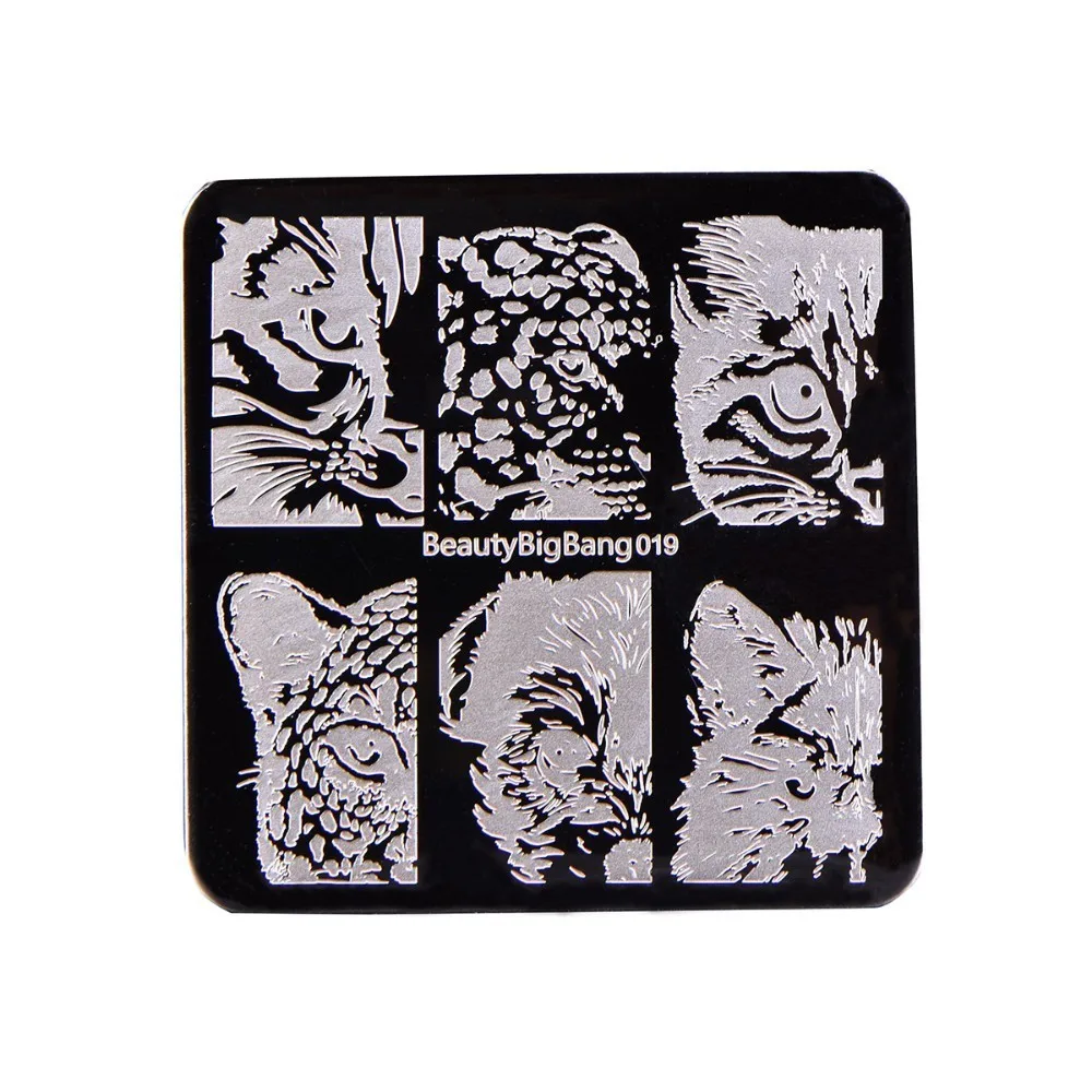 BeautyBigBang 6*6 см квадратная штамповочная пластина лев тигр собака кошачий глаз изображение пластина для стемпинга для нейл-арта шаблон для дизайна ногтей 019