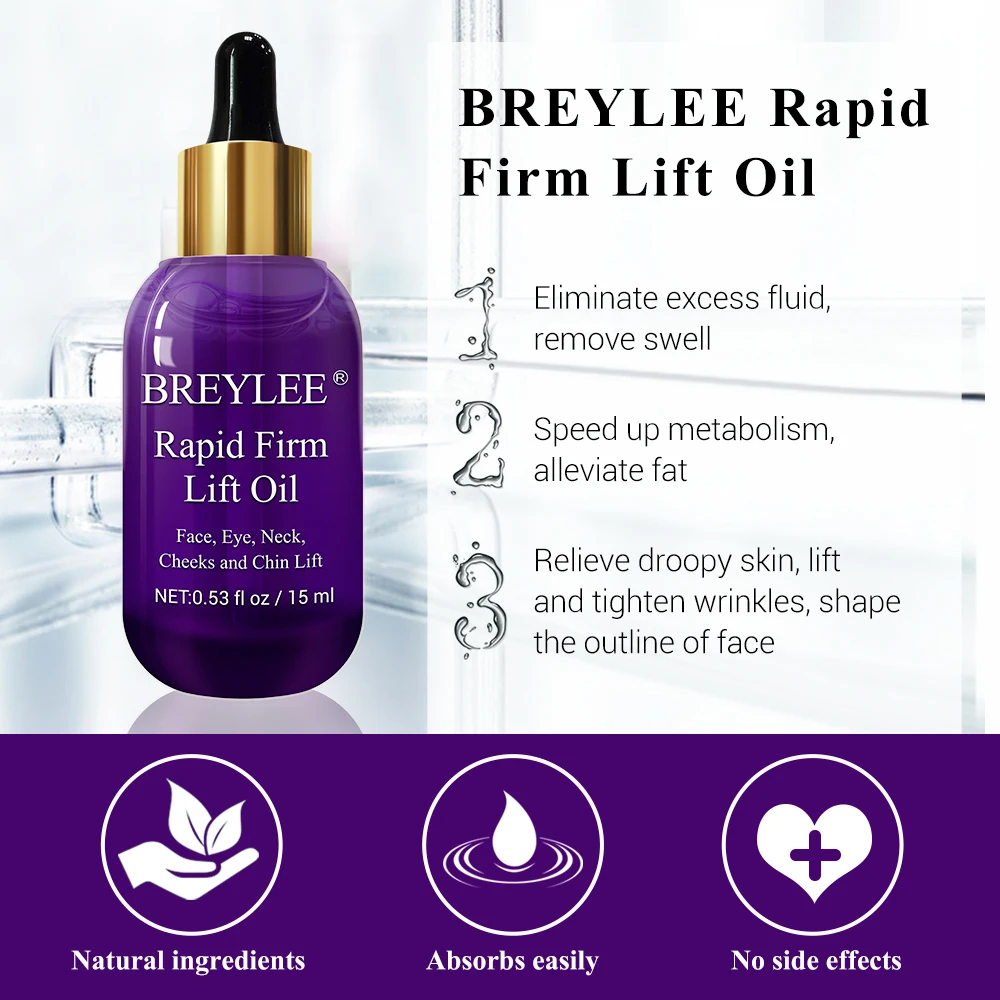 Breylee Essential Oils Rapid Firming Lifting Face Essence Oil Massage Anti Wrinkle Anti-aging Powerful V Shape Facial Skin Care
