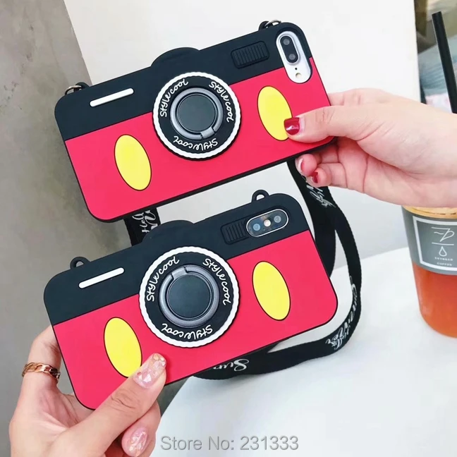 Мягкий силиконовый чехол с 3d камерой Микки для Iphone X XS MAX XR 8 7 PLUS 6 S кольцом