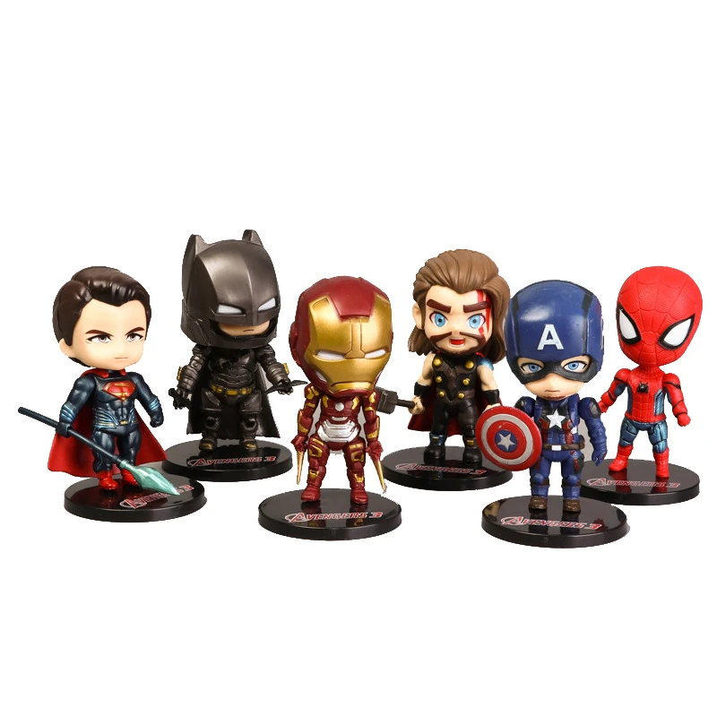 

6pcs/set Marvel Avengers : Infinity War Thanos Ironman Spiderman Captain American Hulk Black Panther PVC Figure Model Toys