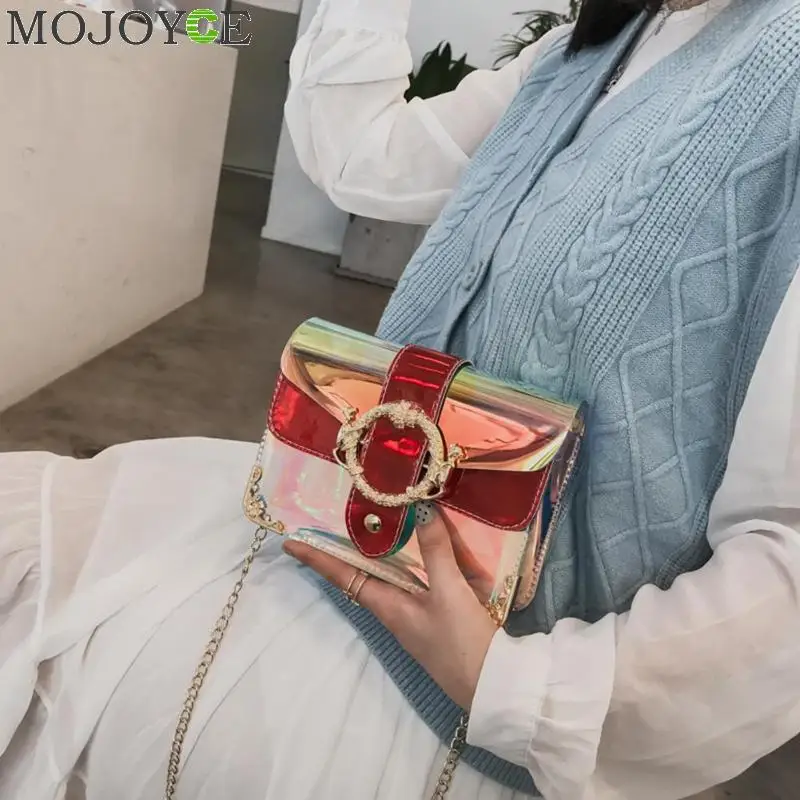 2019 تصميم جديد حقائب كتف المرأة حقيبة كتف الأزياء الليزر شفافة PVC Crossbody أكياس رسول الكتف حقائب الشاطئ