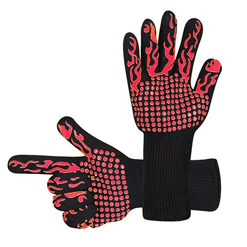 

1 Pair Oven Gloves Heat Resistant Barbecue Grill Mittens Thick Silicone Cooking Baking Dish Washing Kitchen Gloves Oven Mitts