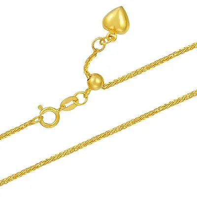 Solid 18K Yellow Gold Chain Necklace/ Italy Best Wheat Chain Necklace/ 2.9-3.2g