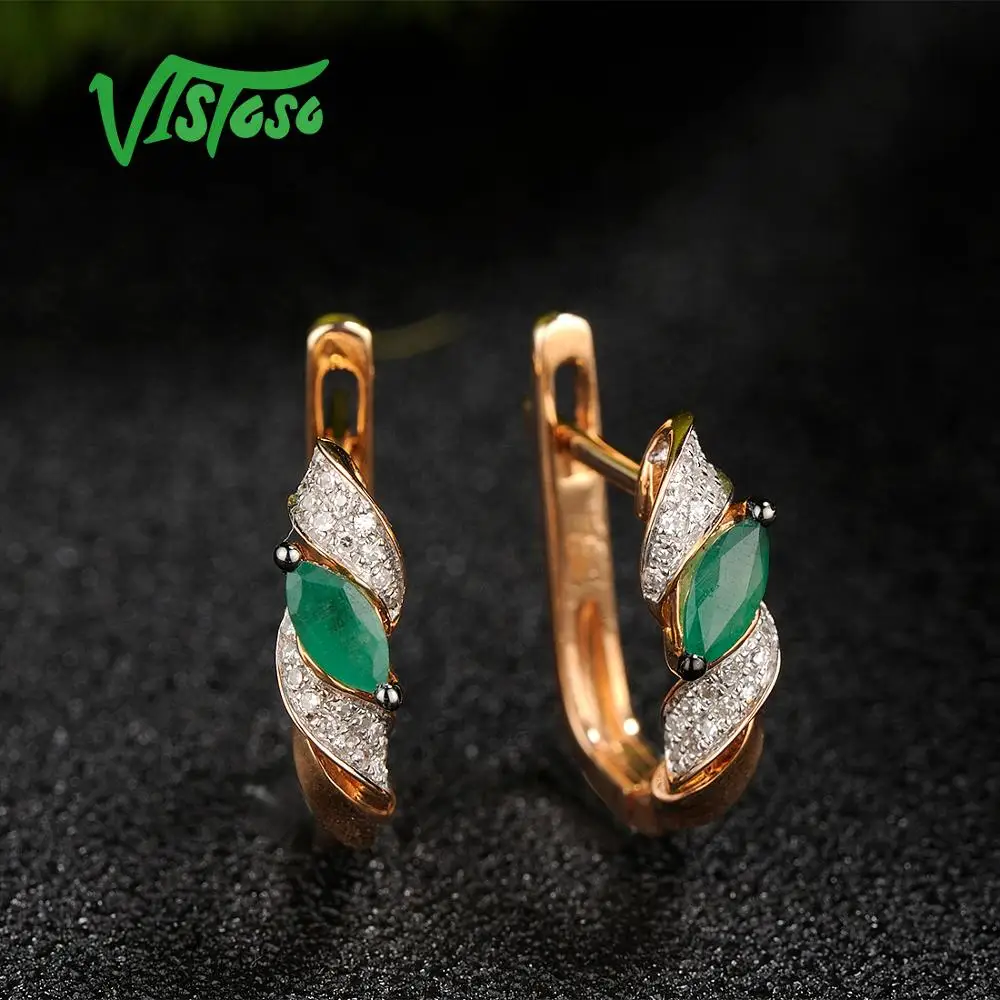 VISTOSO золотые серьги для женщин 14K 585 розовое золото Гламурные элегантные