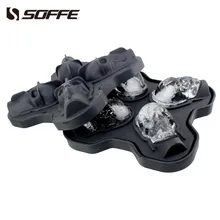 Soffe 4 сетки в форме черепа виски вина форма для льда лоток 3D череп голова льда производитель кубиков силикона Genie Хэллоуин шоколадная форма