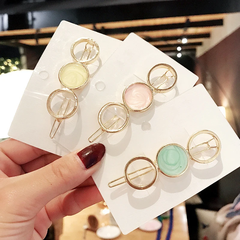 

2019 New Women Cute Acetate Round Star Alloy Hair Clip Headwear Hair Ornament Headband Hairpin Barrette Hair Accessories