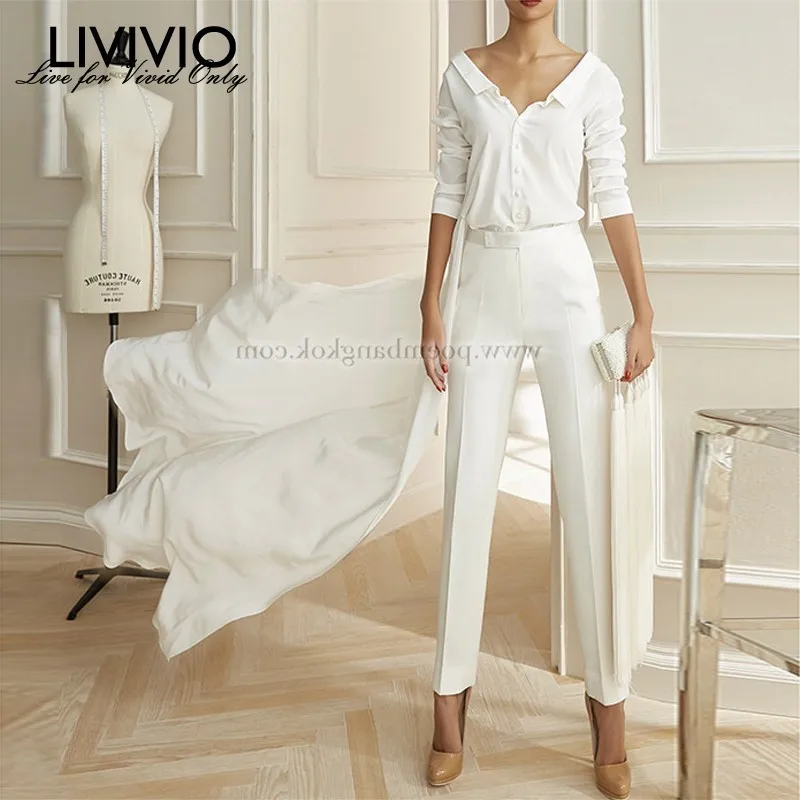 

[LIVIVIO] blusas mujer de moda 2019 Summer Kimono Shirt White Blouse Korean Women Long Sleeve Chiffon Tops Fashion Clothing New