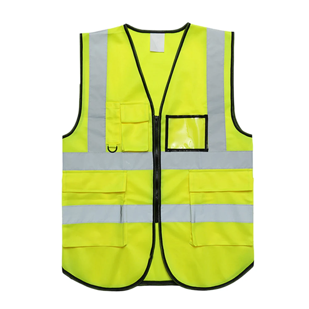 

Bright Fluorescent Color High Visibility Safety Vest With Reflective Strips Zipper Reflective Vest Night Running