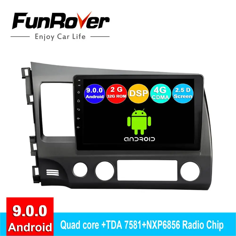 

FUNROVER 2 din android 9.0 car radio multimedia player For Honda Civic 2006-2011 dvd gps navi navigation autoradio DSP 2.5D CDMA