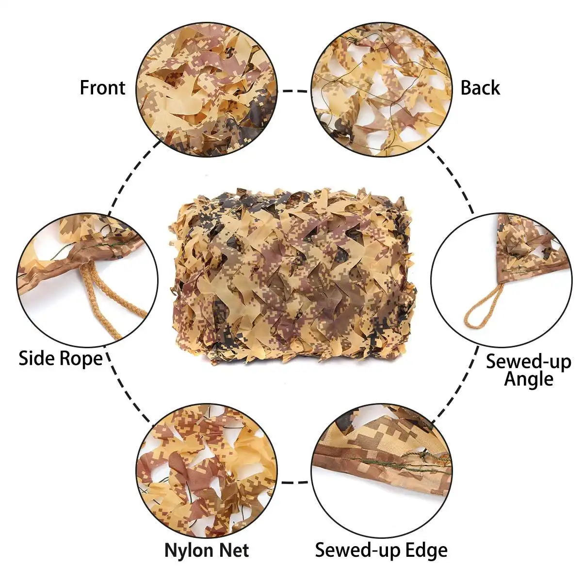 3x4 m/4x5mHunting التخييم في الهواء الطلق الصحراء ودلاندز الستائر الجيش العسكرية التمويه كامو صافي الشمس المأوى الغابة الشمس المأوى