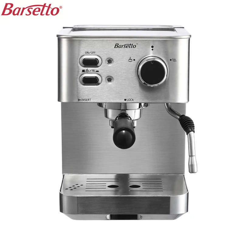 

BARSETTO 15 Bar Pressure Coffee Machine portable coffee maker stainless steel household espresso coffee maker-EU Plug