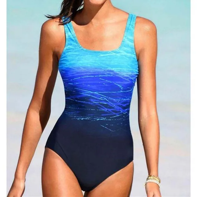 US $9.42 Gradient One-Piece Swimsuit Closed Fused Women Bather Beach Female Swimwear For The Pool Body Bathi