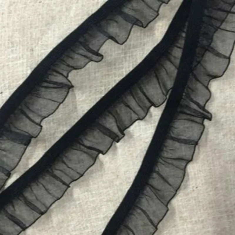 

2/2.4cm Wide New Black White Cotton Lace Fabric trim collar Ribbon tassel fringe Embroidery applique DIY sewing guipure supply