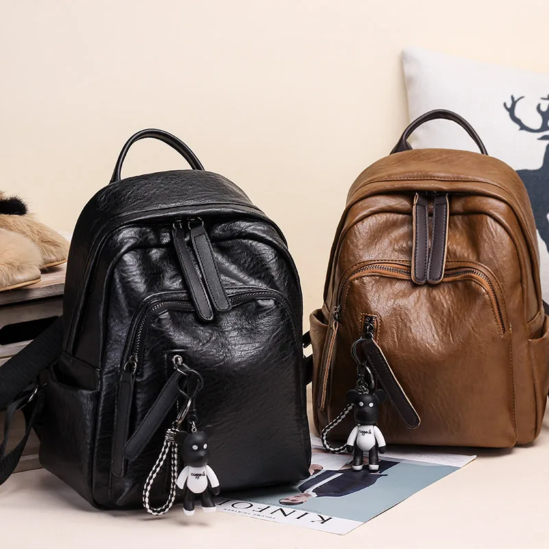 

MAILAER Backpack female 2018 new ladies shoulder bag female travel bag soft leather fashion casual backpack AA-76