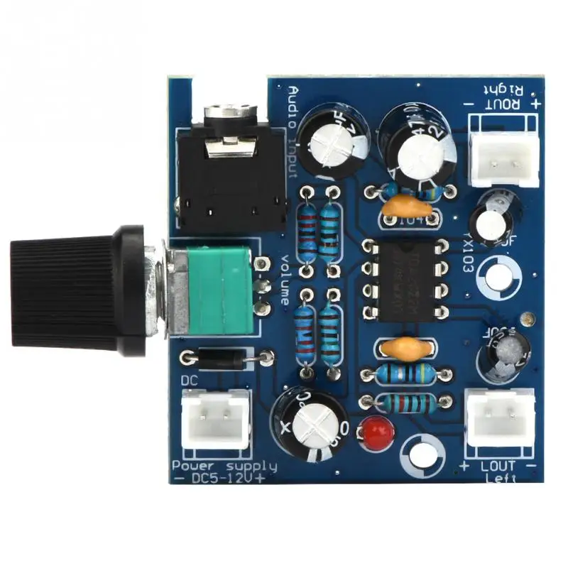 

TDA2822 Single Power Supply DC5-12V Dual Adjustable Channel Volume Audio Module