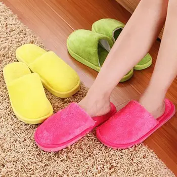 

Candy color Warm Home Slippers Women Bedroom Winter Slippers Indoor Slippers Cotton Floor Home Flax Shoes