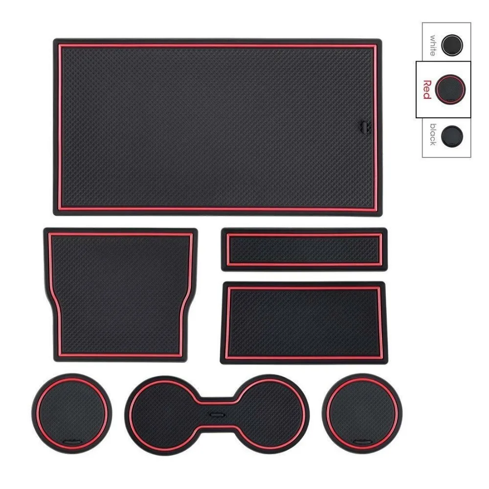 

7pcs Gate Slot Pad Door Groove Mat For Tesla Model 3 Black/Red/White Rubber Mat Center Console Cup Holder