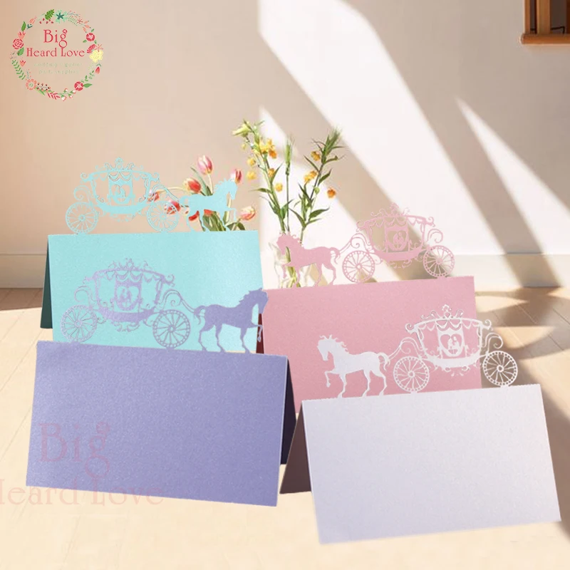 

40pcs Laser Cut Carriage Table Name Place Card Bride and Groom Wedding Party Table Place Card Party Decoration and Gift Marriage