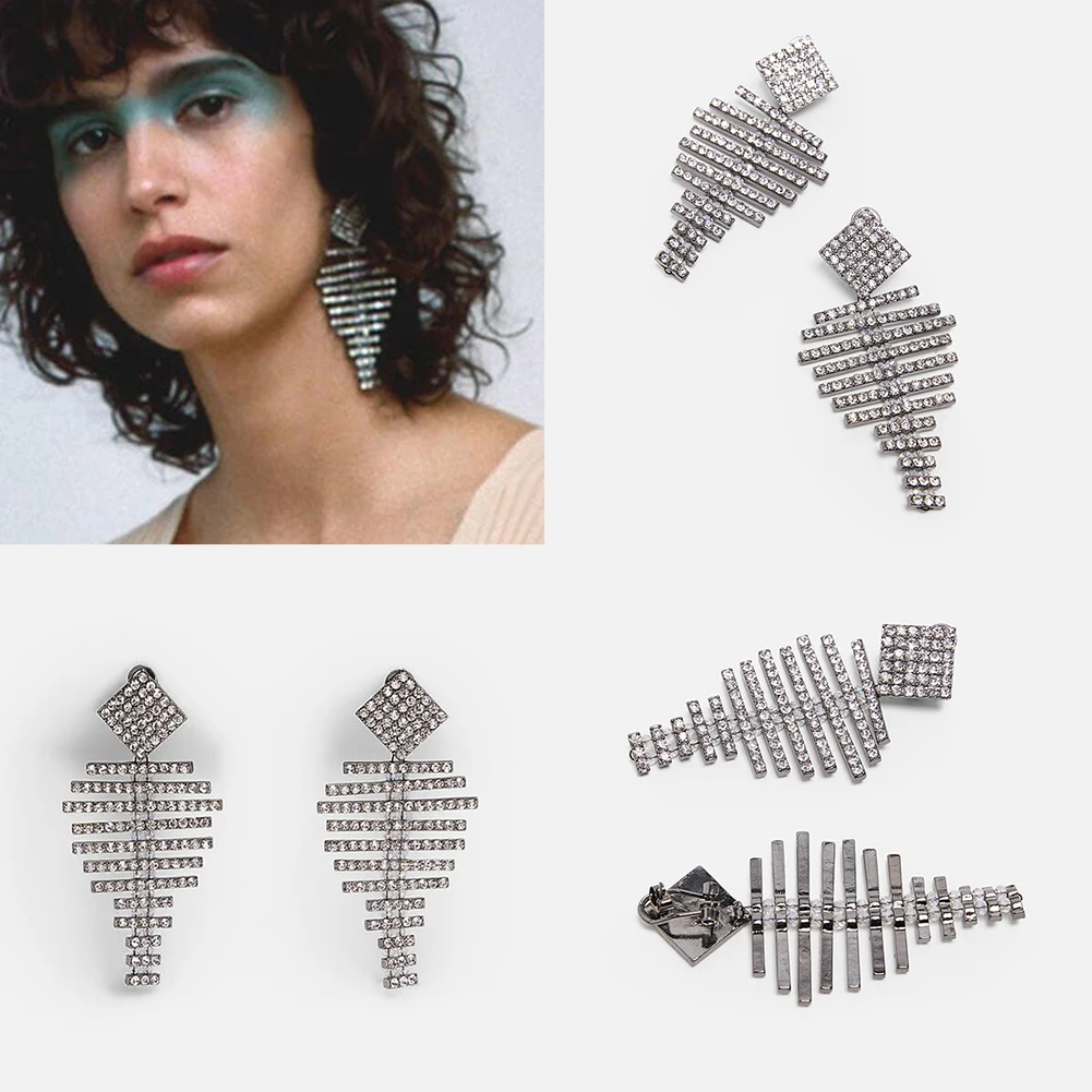 

Flatfoosie 2019 New ZA Trendy Fish Shape Glass Crystal Pendant Earrings Women Bohemian Wedding Drop Earring Design Girl Jewelry