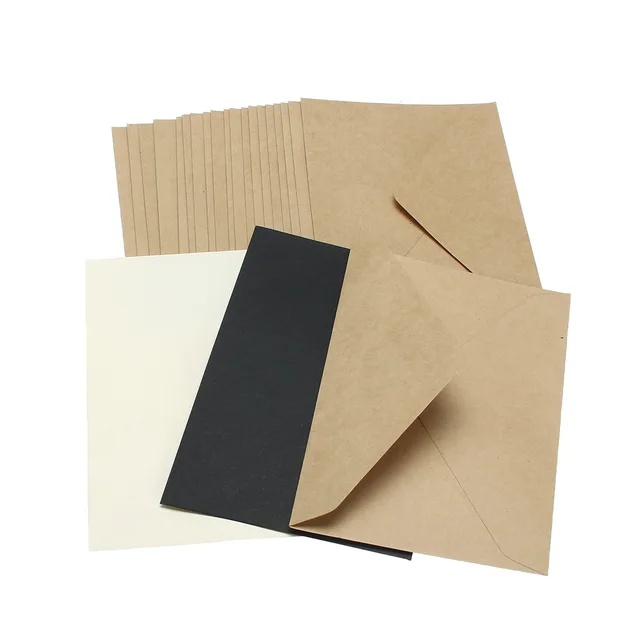 20pcs set classical brown white black kraft blank mini paper window