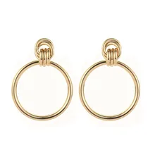 Панк-рок Большой круглая серьга круга Jewelry Shellhard золотой цвет геометрический металлические серьги гвоздики Винтаж заявление серьги