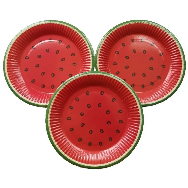 

10pcs/lot 7inch Watermelon Birthday Cake Paper Plates Disposable Fruit Cake Birthday Wedding Party Decoration Supplies