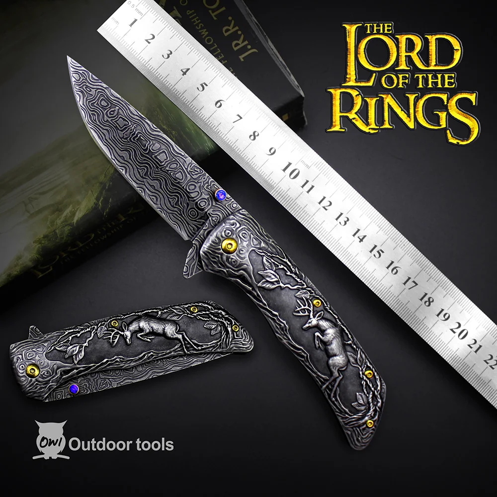 

OWL OD003 Free ship Folding blade knife High Handmade Blade 60HRC 440C steel camping knife outdoor stainless steel knive