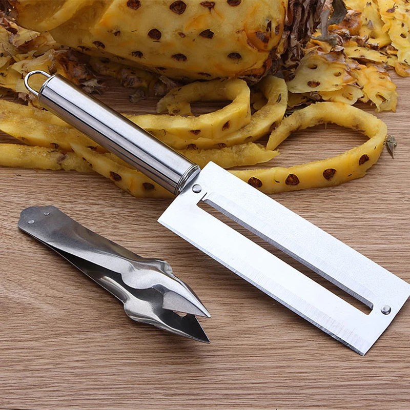 

2Pcs Pineapple Peeler Corer Slicers Clip Cutter Easy Pineapple Knife Fruits Pineapple Tools Cane Peeler