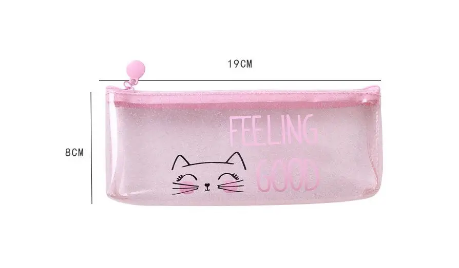 Милые карандаши с котами Чехлы для девочек ПВХ прозрачная ручка сумка школьные канцелярские сумки