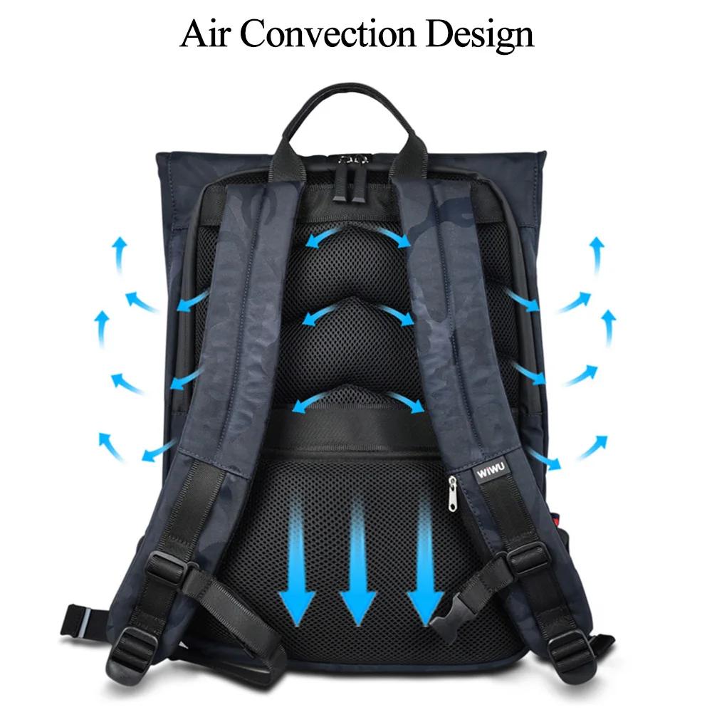 WIWU Laptop Backpack 15 inch Anti-theft School Backpacks Male Waterproof Laptop Bag 15.6 for Teenager Girls Traveling Backpack